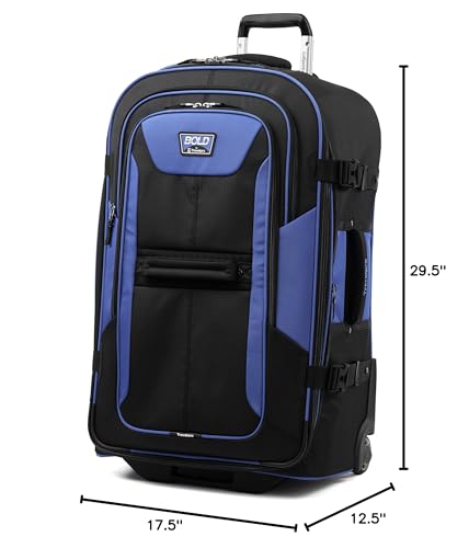 Travelpro Bold Softside Checked Rollaboard, Blue/Black, 28-Inch - color: Blue/Black, size: Checked-Large 28-Inch