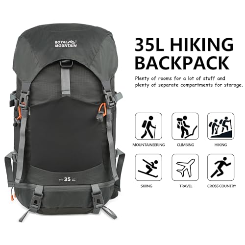 Hiking Backpack for Women Men,30+5L Waterproof Camping Backpacking Backpack - color: Gray