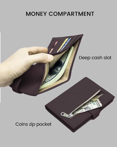 Karmiir RFID Passport Holder Travel Wallet for Women, Leather Passport Cover with Card Holders SIM Slots, Zippered Coins Pocket and Cash Slot Slim Compact Travel Wallet (Coffee) - color: Coffee