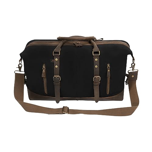 Rothco Canvas Medic Bag Crossbody Shoulder Bag with Leather Closing Straps - color: Black