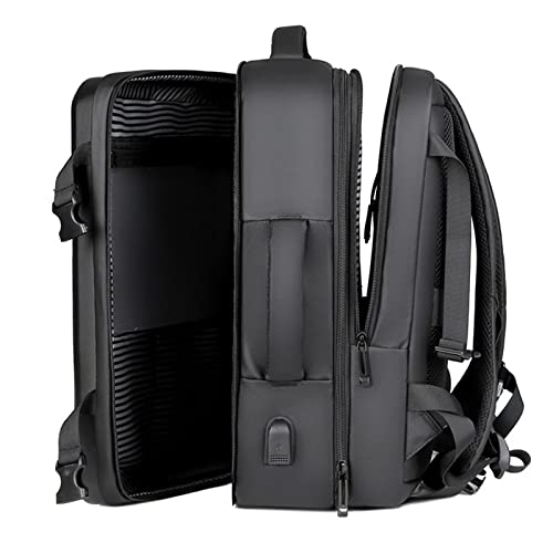 Hard Shell Laptop Backpack for Men, 35L Expandable Business Travel Backpacks Anti Theft Gaming Computer Bag with USB Port Wet Pocket 17 Inch - color: Black