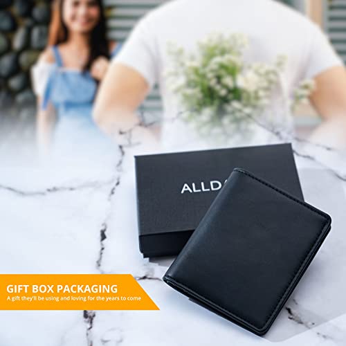 Alldaily Small RFID Wallet for Women Slim Compact Bifold Pocket Ladies Travel Mini Purse (Black) - color: Black