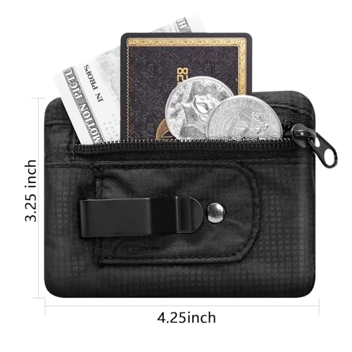 KOSMCCO RFID Blocking Clip Stash Pocket Travel Belt Wallet, Black - color: Black, size: Small (3.5x4.2")