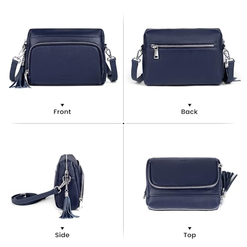 befen Genuine Leather Crossbody Bags for Women Leather Wallet Travel Purse - color: Navy Blue