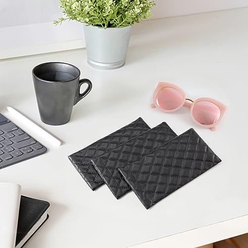 TRIUMPH VISION Eyeglass Case Glasses Case Soft Sunglass Pouch Sleeve 3 Pack - color: Pu Quilted (3 Pack Black)