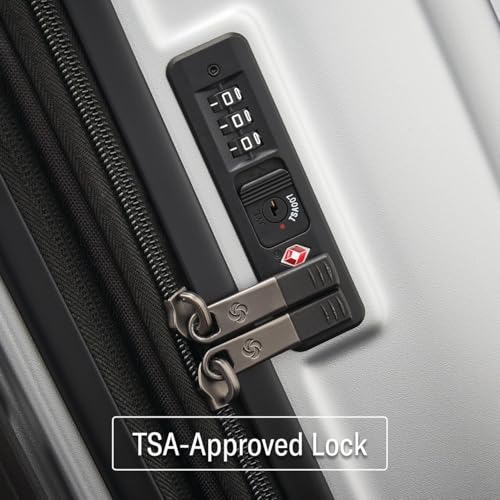 Samsonite Octiv Lightweight Hardshell 3-Piece Luggage Set (20/24/28) - Durable & Impact Resistant, 360° Aero Trac Spinner Wheels, Adjustable Telescopic Handle, Expandable, TSA Approved Lock - Silver - color: Aluminum Silver, size: 3-Piece Set (20/24/28)