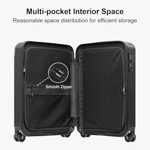 LEVEL8 Carry on Luggage Airline Approved, Hardshell Suitcases with Spinner Wheels, Lightweight PC Luggage, 20 inch, Black - color: Black, size: 20 Inch - Non-Expandable