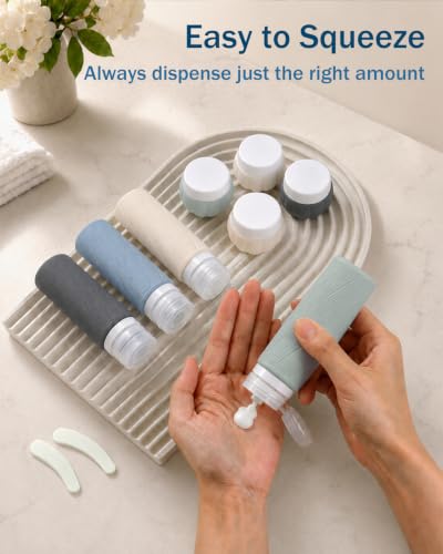 Redfly 13-Piece TSA-Approved Travel Size Bottles for Toiletries, Leak proof