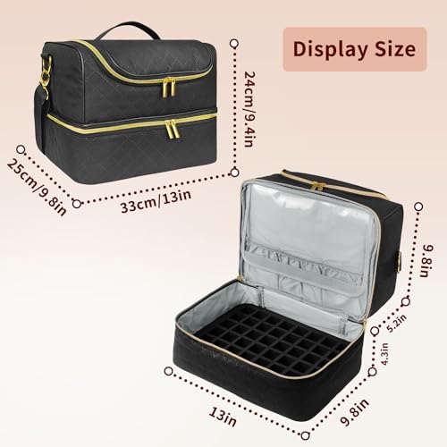 Boczif 2 Layer Nail Polish Organizer for 60 Bottles(15ml/0.5 fl.oz) - color: Black 60 Bottles