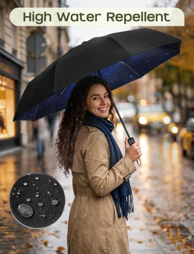 Yoobure Compact Travel Umbrella, Windproof Automatic Folding UV Sun & Rain - color: Star
