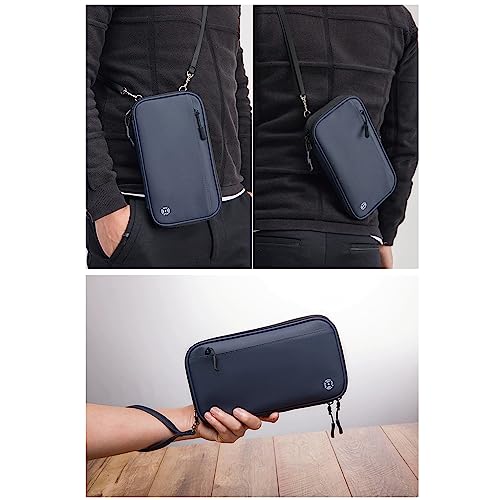 RFID Blocking Family Passport Holder For Travel, Neck Wallet - color: Blue