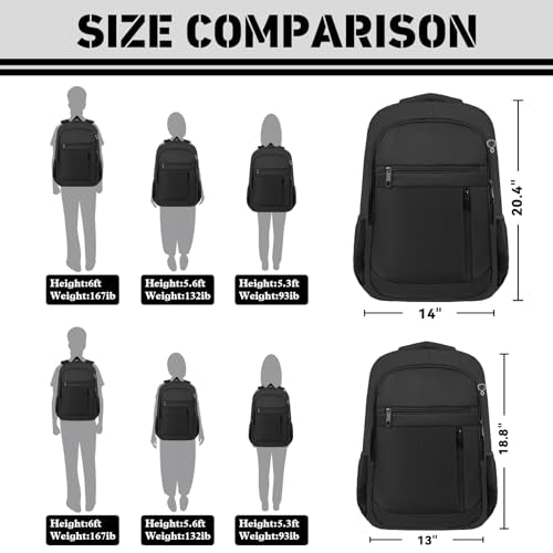 17 inch Travel Laptop Backpack, Business Work College Large Big Backpack - color: Black, size: XX-Large