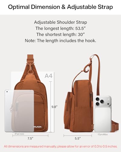 MILADA Anti Theft Crossbody Bags for Women, Small Travel Sling Bag - color: Brown