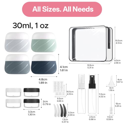 LitBear 19 Pack Travel Size Containers for Toiletries, TSA Approved - color: Grey