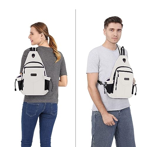 MOSISO Crossbody Sling Bag for Women, Shoulder Backpack, Hiking Daypack Bag - color: Pearl White