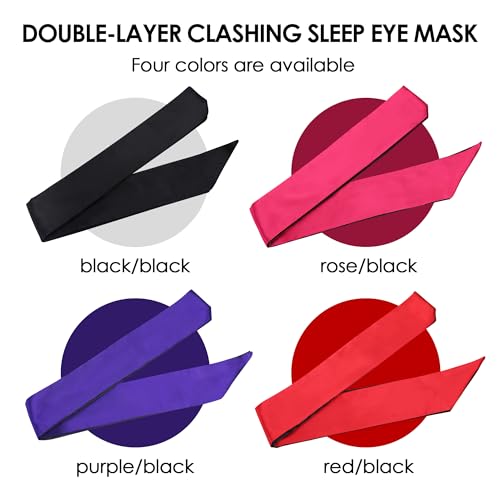 FRESHME Satin Sleep Mask - Comfortable Eye Mask Blindfold for Women Men Soft Adjustable Blackout Eye Cover Shade for Night Sleeping Travel Meditation Pure Black Valentine's Day Gift 160cm/63in - color: 1pc-upgrade-black