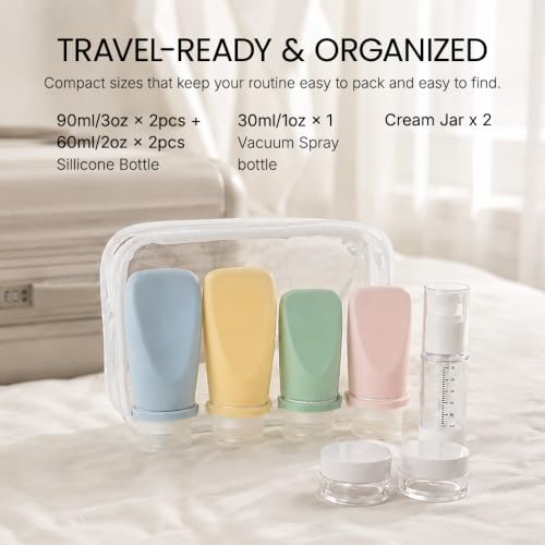 Silicone Travel Bottle Sets for Toiletries, TSA Approved Size - color: Blue, Yellow, Pink, Green