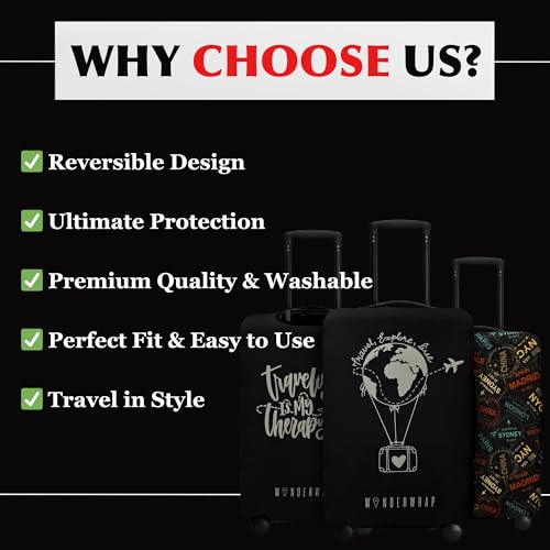 Reversible Travel Luggage Covers - 3 in 1 Design Carry on Cover - color: Black City Codes, size: Medium (58-63 x 38-42 x 23-27cm)