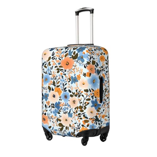 Travel Luggage Cover Blue Flowers, High Elasticity Washable Travel Baggage Protector Case Fits 18-22 in - color: Blue Flowers, size: 18-22 in
