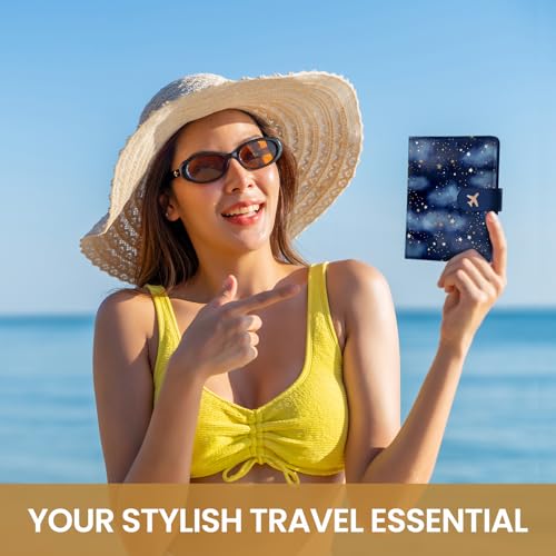 Passport Holder for Travel, RFID Blocking Wallet with Magnetic Closure - color: F-Star
