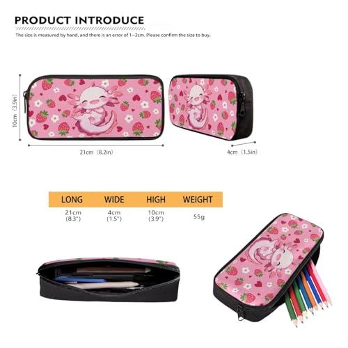 3PCS Kids School Bag Strawberry Axolotl Backpack for Girls with Lunch Box, Pencil Case - Cute Bookbags for Age 5-8 Kindergarten to Elementary School Student Back Pack, Pink - color: Axolotl Strawberry B