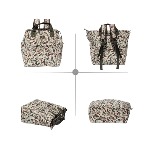 기저귀 백팩 토트팩 크로스바디 3 in 1 노트북 토트백, 단열 포켓 포함 - color: 나뭇잎새
