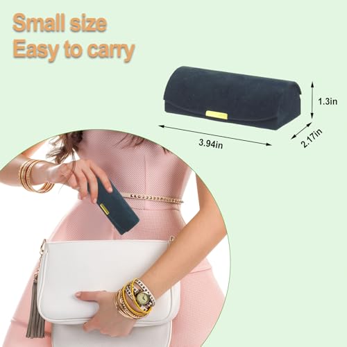 Small Jewelry Box, Mini Travel Jewelry Case Blue Velvet - color: Mini - Blue