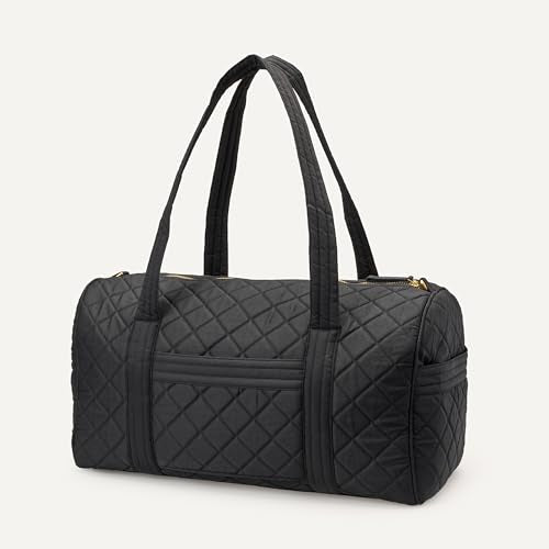 Amazon Essentials Women's Quilted Weekender Duffel Gym Bag with Trolley Sleeve, Black, One Size - color: Black