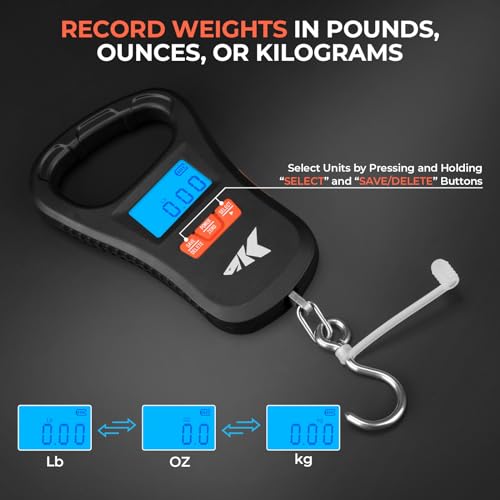KastKing ToughTide USB Charging Fishing Scale, Fishing Gear, Black - color: Black