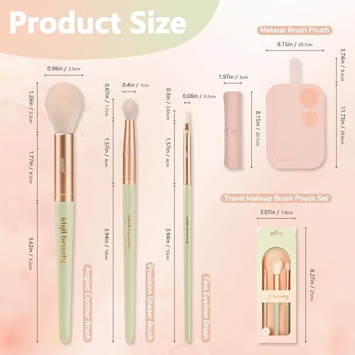 Travel Makeup Brush Set, Portable Makeup Kit with Pad Easy Clean Vegan Brush Set, ON THE GO Cosmetic Brushes Tools 4 Pcs for Women - size: Makeup Travel Set
