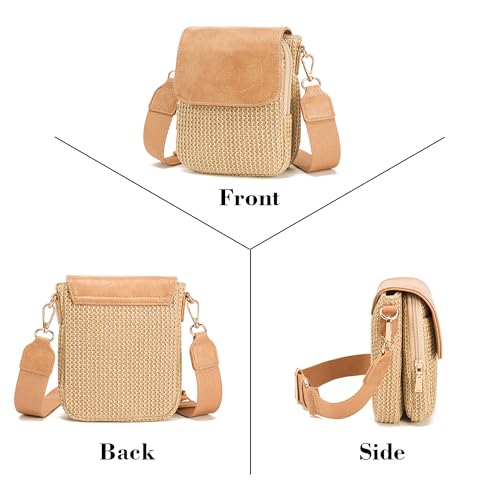 Faux Straw Crossbody Bags for Women Small Summer Phone Purse 2026 - color: Khaki