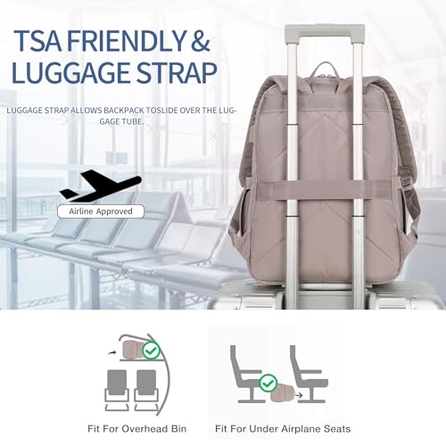 EMPSIGN Laptop Backpack Purse, 15.6 Inch - color: Grey Pink, size: 15.6 Inch