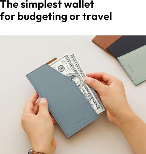 carrotez PU Leather Card & Cash Envelope for Travel and Budgeting Fog Blue - color: Fog Blue