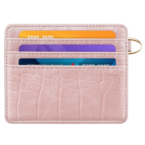 Slim Credit Card Holder Crocodile Wallet Women Thin Wallets - color: A Pink