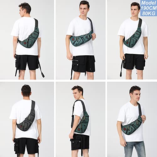NICGID Sling Bag Chest Shoulder Backpack Crossbody Daypack for Men Women - color: Dark Green
