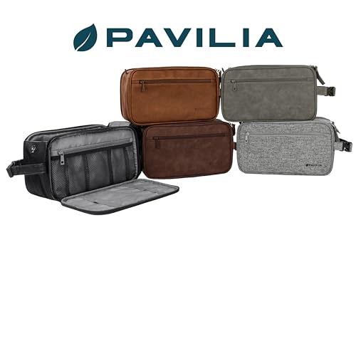 PAVILIA 남성용 세면도구 가방, 여행 필수품 면도 도프 키트, 여행 가방 세면도구 정리함 케이스, 화장품 메이크업 가방, 방수, 회색., 미니멀리스트 - color: 회색., size: Extra Large (12x6x7)