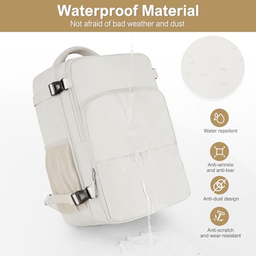Sinaliy Travel Backpack, TSA Carry on Flight Approved Backpack - color: Beige, size: X-Large