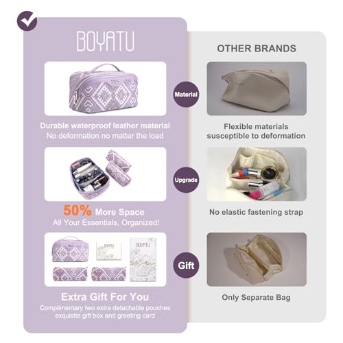 BOYATU Travel Makeup Bag Organizer: Boho Large Capacity Cosmetic Bag Sets - color: 16-Amethyst