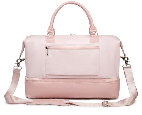 Kinmac Travel Duffel - Overnight Weekender & Gym Bag, Carry-on Tote (Pink) - color: Pink