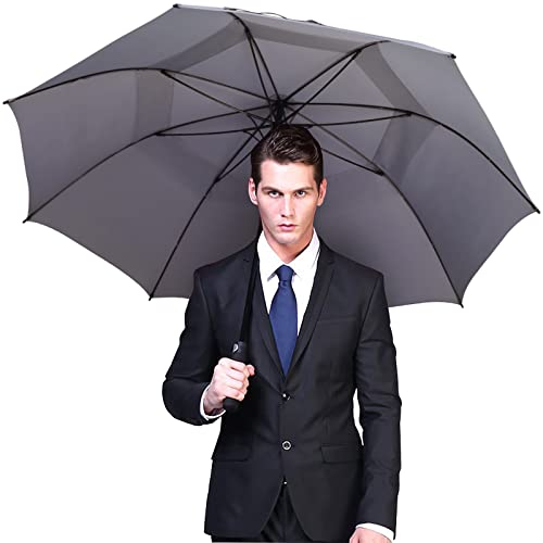G4Free 47/54/62/68/72 Inch Golf Umbrella Windproof Auto Open Large Umbrella - color: Grey, size: 54 inch