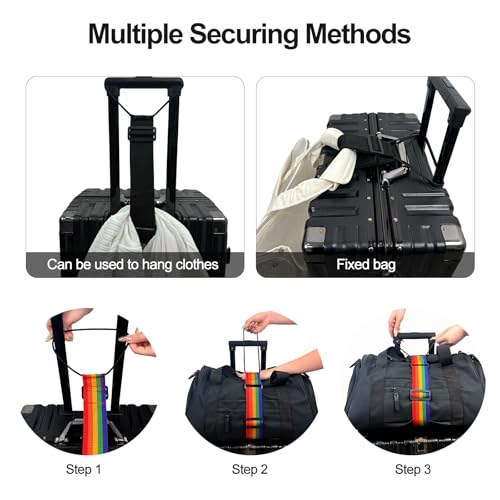 2 PCS Luggage Straps for Suitcase, Luggage Connector Straps,Multi-Functional Adjustable Durable Elastic Straps (Rainbow) - color: Rainbow