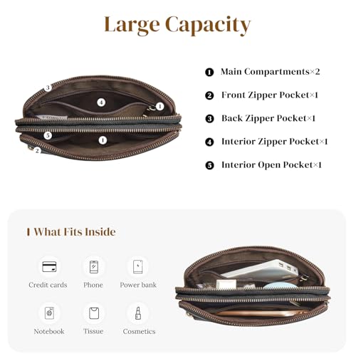 S-ZONE Fanny Packs for Women Genuine Leather RFID Blocking Crossbody Sling - color: 2-Black