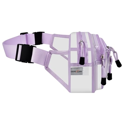 USPECLARE Clear Fanny Pack Stadium Approved Large Multi-Purpose Waist Bag - color: Light-Purple, style: 1-pack-pvc