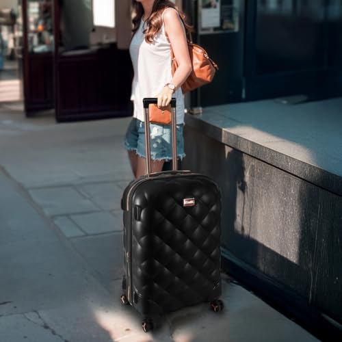 25'' Luggage,Expandable,PC Hardshell Suitcases w/Wheels - color: BLACK, size: 25 inch Single Piece