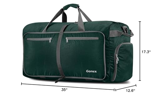 Gonex 150L Foldable Travel Duffle Bag with Shoe Compartment, Lightweight - color: Blackish Green, size: 150L