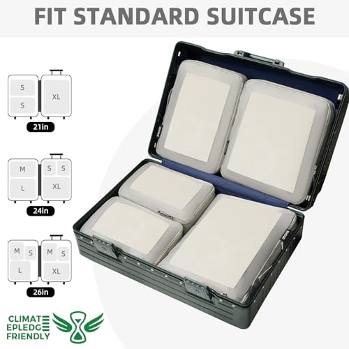 BAGAIL 4 Set/6 Set/8 Set Compression Packing Cubes Travel Accessories Expandable Packing Organizers (Square Mesh, 06-Grey) - color: 06-Grey, style: Square Mesh