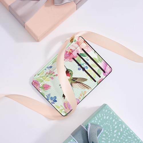 Tipmile Womens Credit Card Holder Wallet, Small Slim RFID Blocking Sleeve - color: Hummingbird