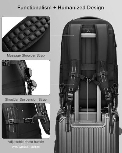Vacuum Rolling Backpack with Pump, 60L Vacuum Backpack for Travel with Wheels, TSA Lock and Charging Port, Vacuum Compression Expandable Backpack for 17.3'' Laptop, Business & Long Trips - color: Red
