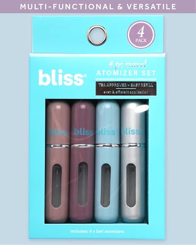 Bliss Atomizer Spray Bottle Set, 4 Pack, TSA-Approved, Leak Proof - color: Multicolor