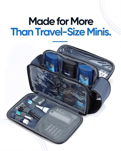 ZEEMO Travel Toiletry Bag for Men, Full Open Dopp Kit with Dual Compartment - color: Black, size: Large